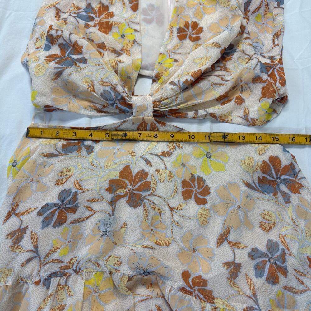 Joie Maeve B Silk Maxi Dress Apricot‎ Buff Orange Size 14 Nipped Waist Cutouts - Picture 12 of 12